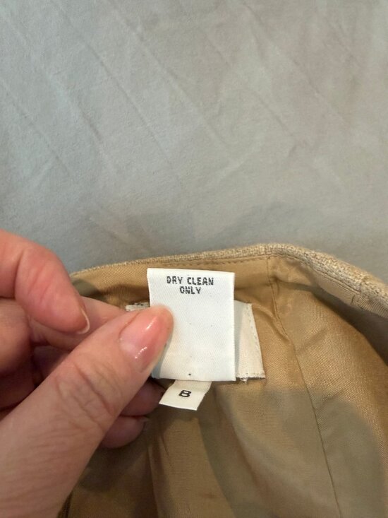 Size 2 tan Ann Taylor Loft pencil skirt with brown embroidered detail - Picture 5 of 5